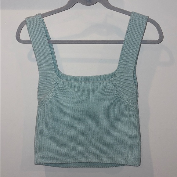 VINCE Square Neck Ribbed Sweater Tank Size Small Soft Blue NEW - Picture 7 of 11